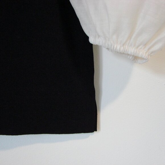Miou Muse Black Cream Pouf Top Knit Ribbed Stretch Victorian Romantic Size Small - Picture 10 of 15